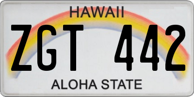 HI license plate ZGT442
