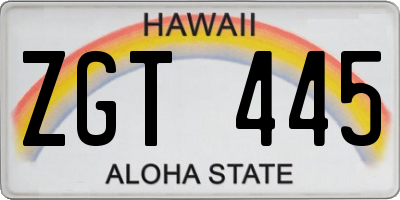 HI license plate ZGT445