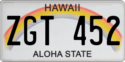 HI license plate ZGT452