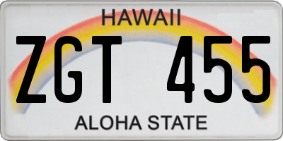 HI license plate ZGT455