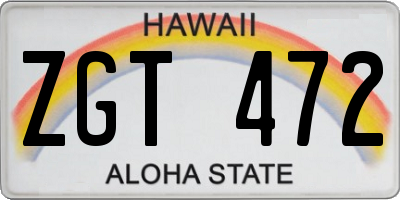 HI license plate ZGT472