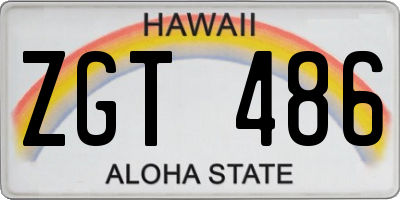 HI license plate ZGT486