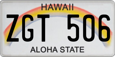 HI license plate ZGT506