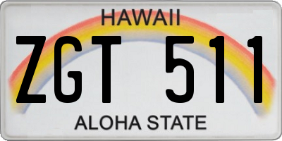 HI license plate ZGT511