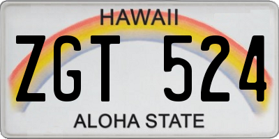 HI license plate ZGT524