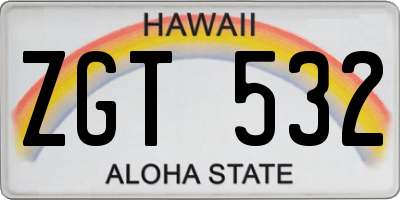 HI license plate ZGT532