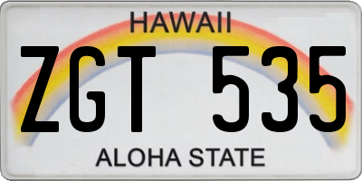 HI license plate ZGT535
