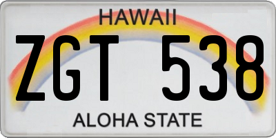 HI license plate ZGT538