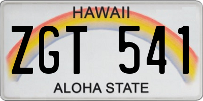 HI license plate ZGT541