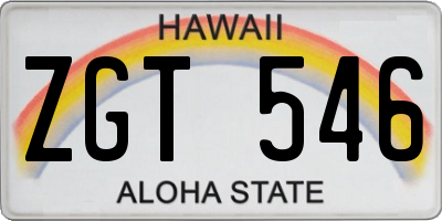 HI license plate ZGT546