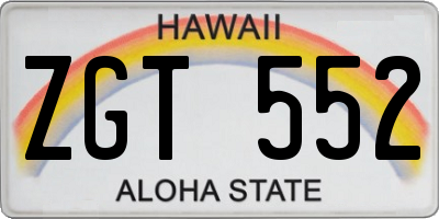 HI license plate ZGT552