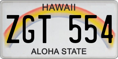 HI license plate ZGT554