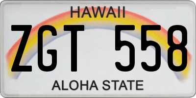 HI license plate ZGT558