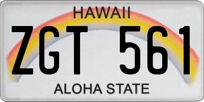 HI license plate ZGT561