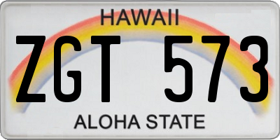 HI license plate ZGT573