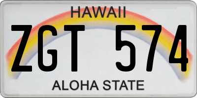 HI license plate ZGT574