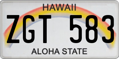 HI license plate ZGT583