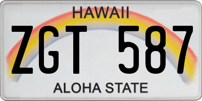 HI license plate ZGT587