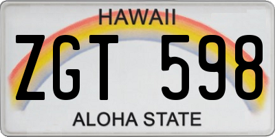 HI license plate ZGT598