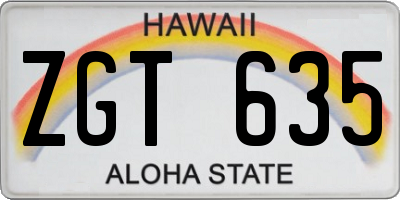 HI license plate ZGT635