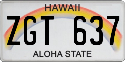 HI license plate ZGT637