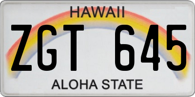 HI license plate ZGT645