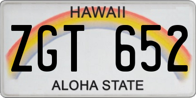 HI license plate ZGT652