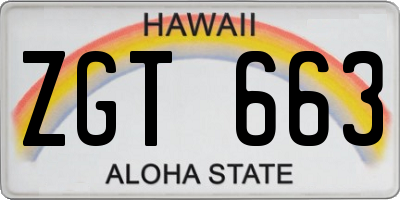 HI license plate ZGT663