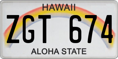 HI license plate ZGT674