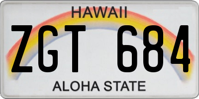 HI license plate ZGT684