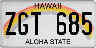 HI license plate ZGT685