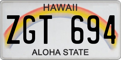 HI license plate ZGT694