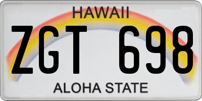 HI license plate ZGT698