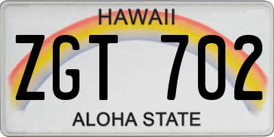 HI license plate ZGT702