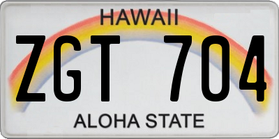 HI license plate ZGT704
