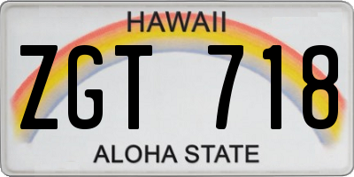HI license plate ZGT718