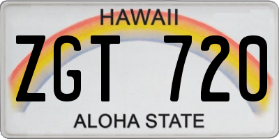 HI license plate ZGT720