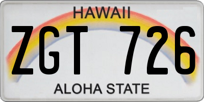 HI license plate ZGT726