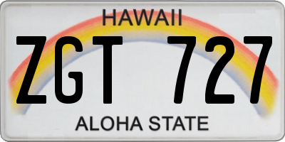 HI license plate ZGT727