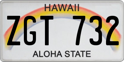 HI license plate ZGT732