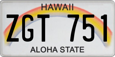 HI license plate ZGT751