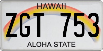 HI license plate ZGT753
