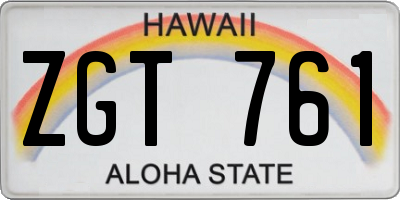 HI license plate ZGT761