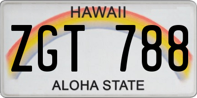 HI license plate ZGT788