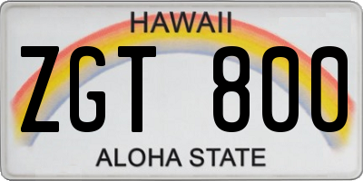 HI license plate ZGT800