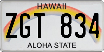HI license plate ZGT834