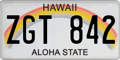 HI license plate ZGT842