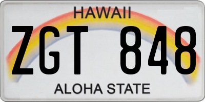 HI license plate ZGT848