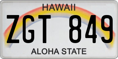 HI license plate ZGT849