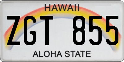 HI license plate ZGT855